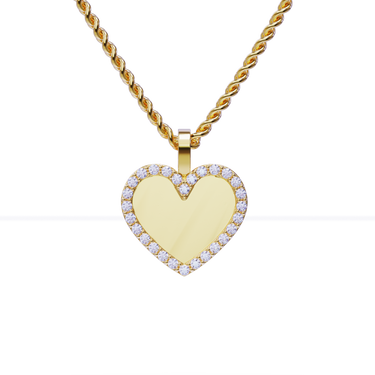 14k Yellow Gold Heart Shaped Diamond Memory Charm Pendant 0.56 Cwt.